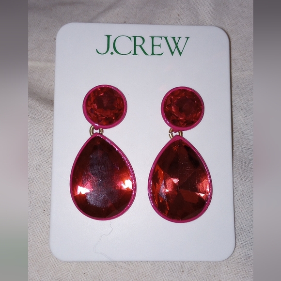 NWT J. Crew Sparkly Double-Drop Necklace/Earrings Pink - Picture 7 of 9